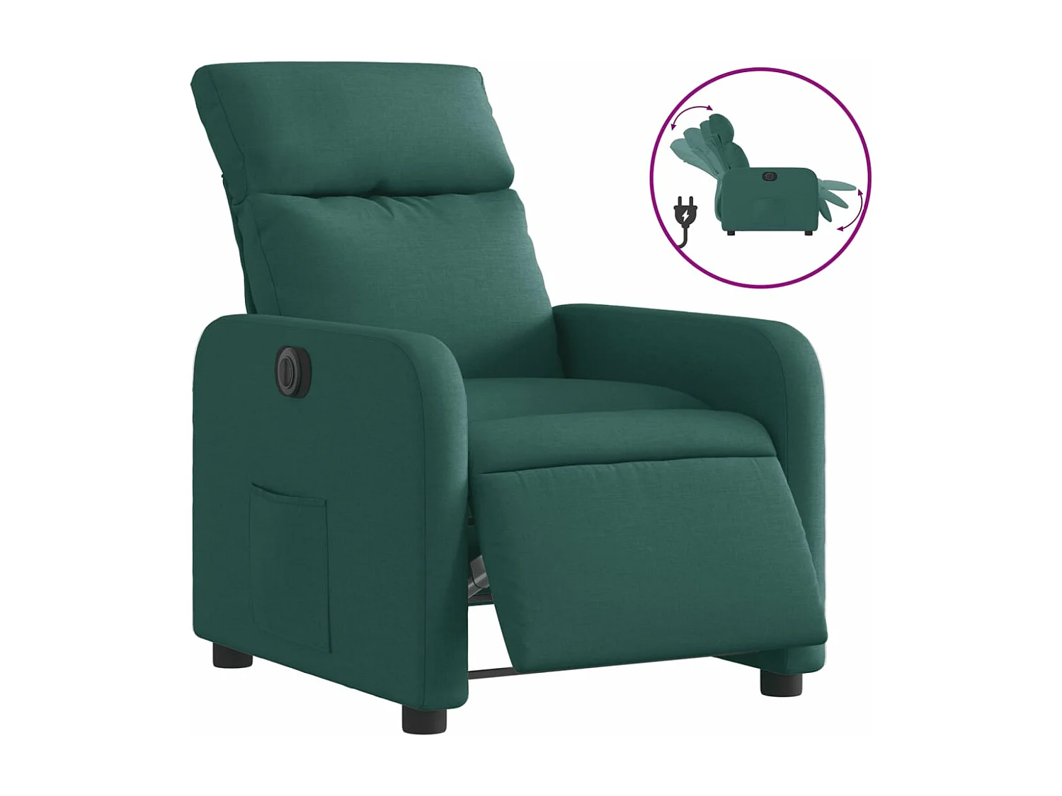 Fauteuil inclinable électrique Vert foncé Tissu REO45265