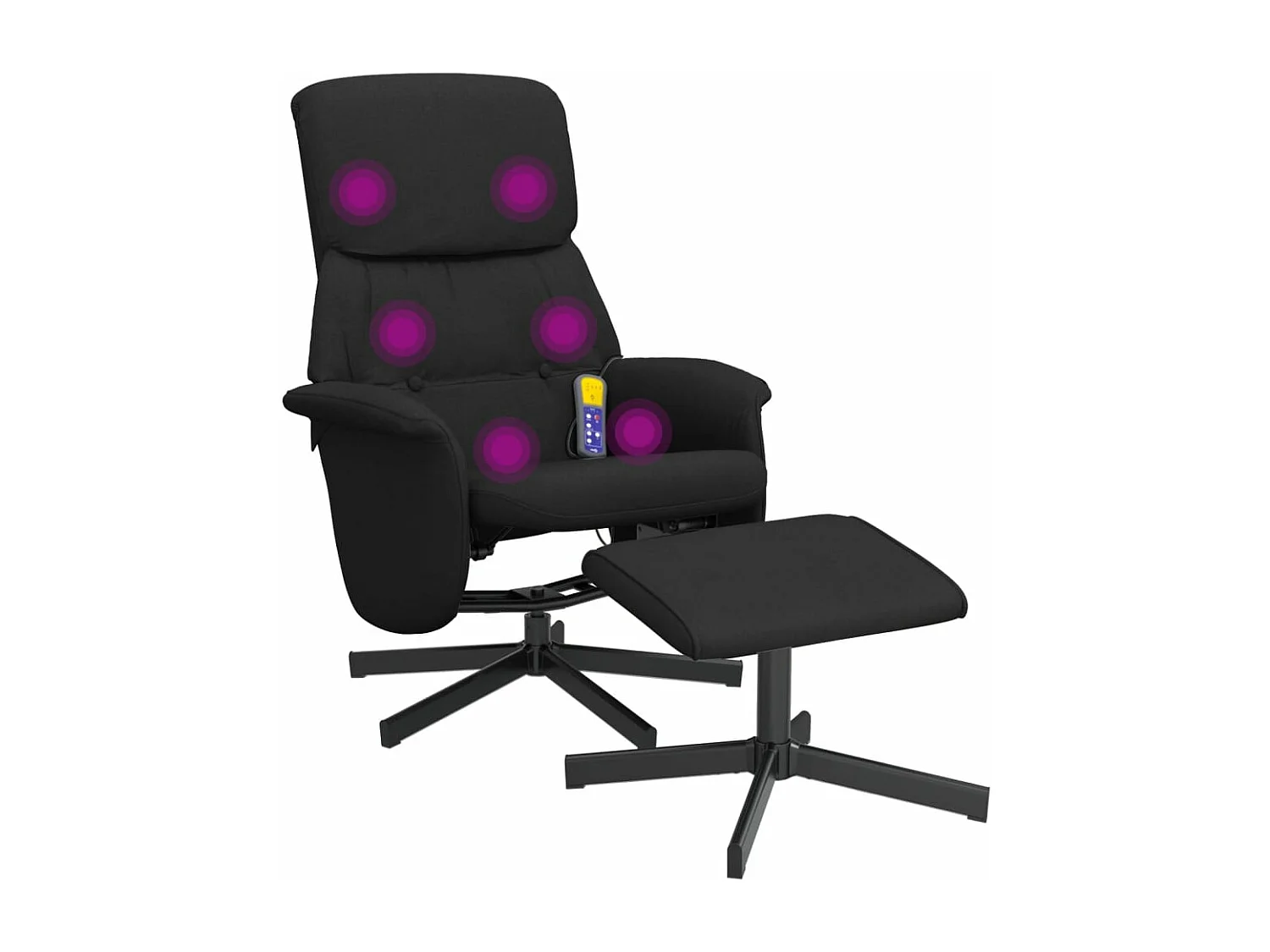 Sillón reclinable de masaje con reposapiés tela negro YOE26605