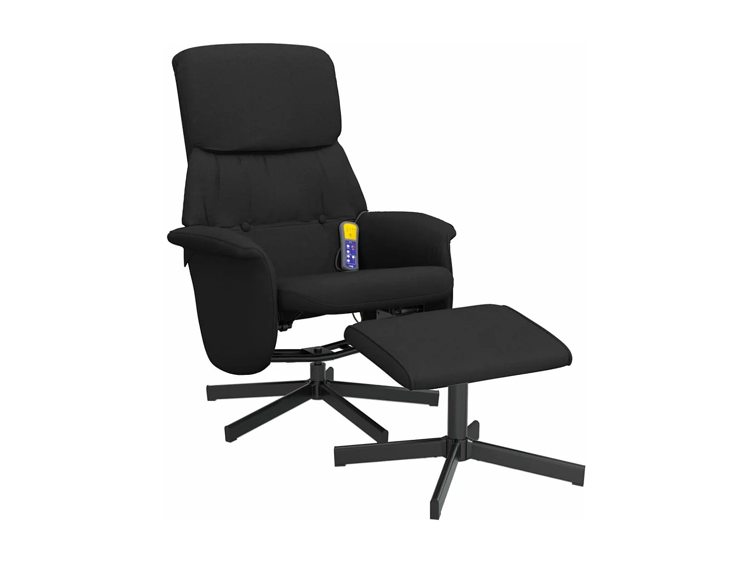 Fauteuil de massage inclinable avec repose-pied noir tissu REO56288