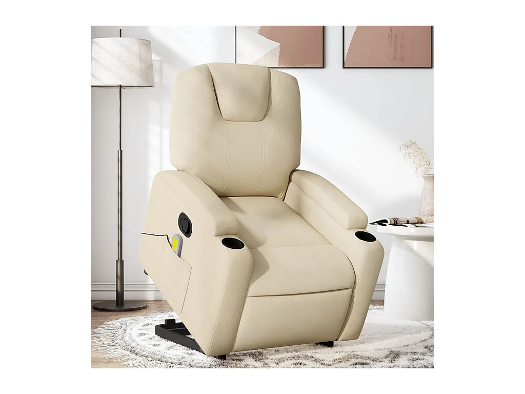 Silla de masaje reclinable de pie de tela color crema YOE47787