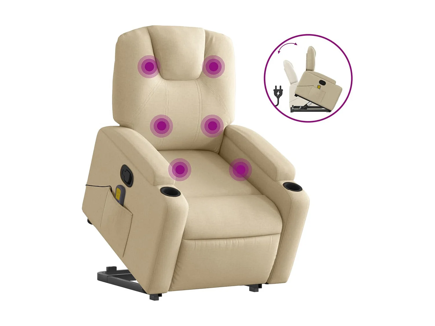 Fauteuil inclinable de massage Crème Tissu REO50103