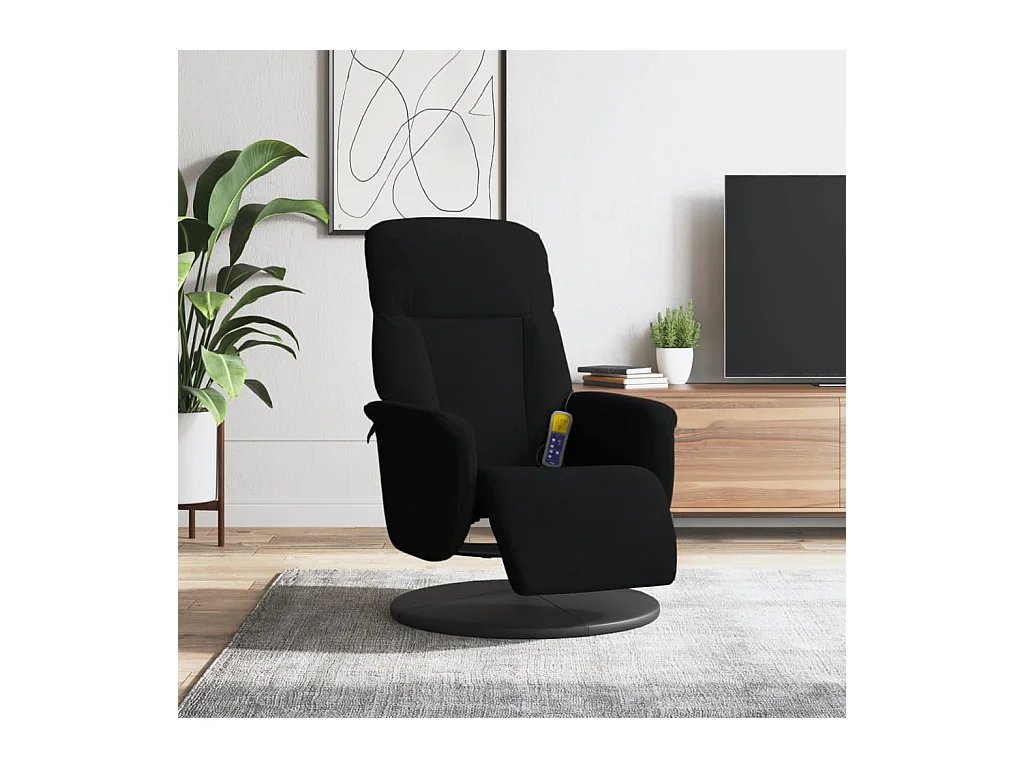Fauteuil inclinable de massage avec repose-pied noir velours REO95811