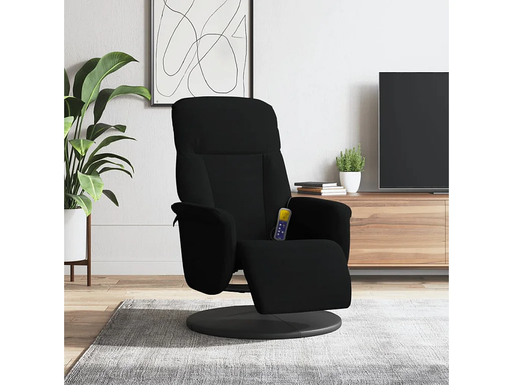 Sillón reclinable de masaje con reposapiés terciopelo negro YOE53967