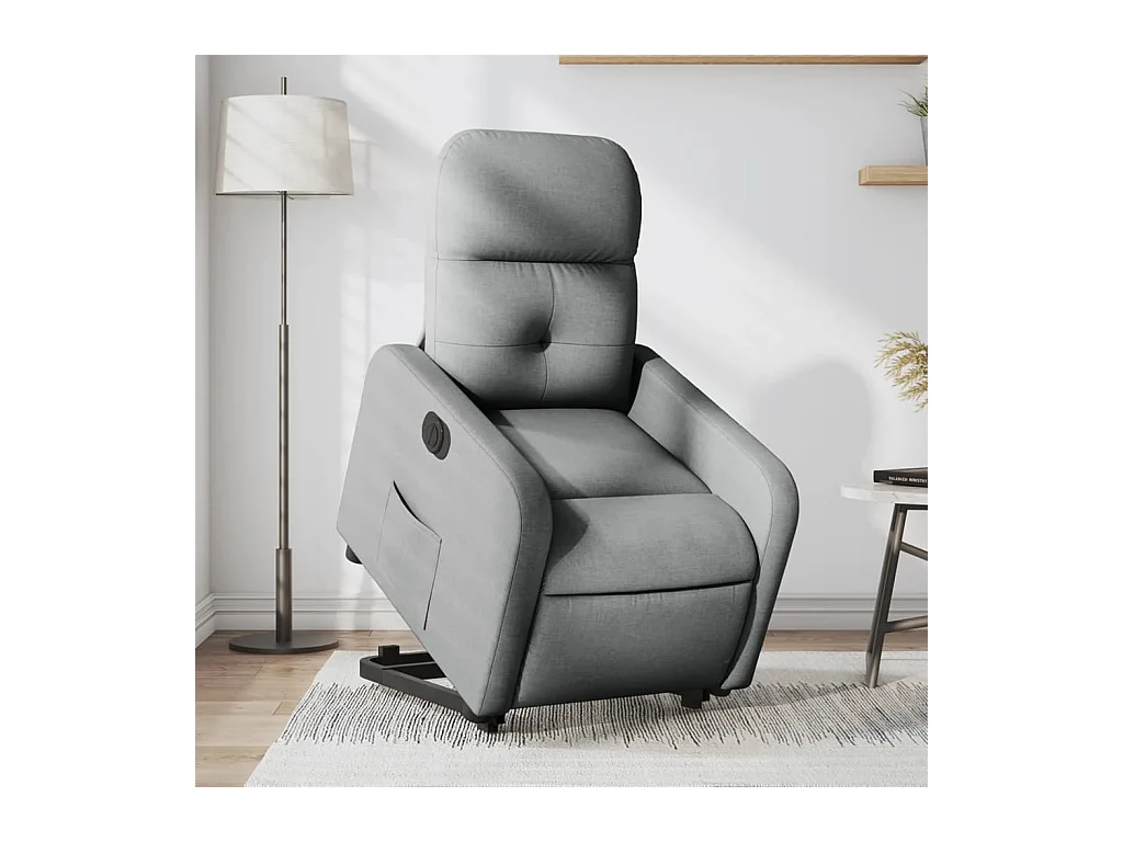 Fauteuil inclinable électrique gris clair tissu REO32713
