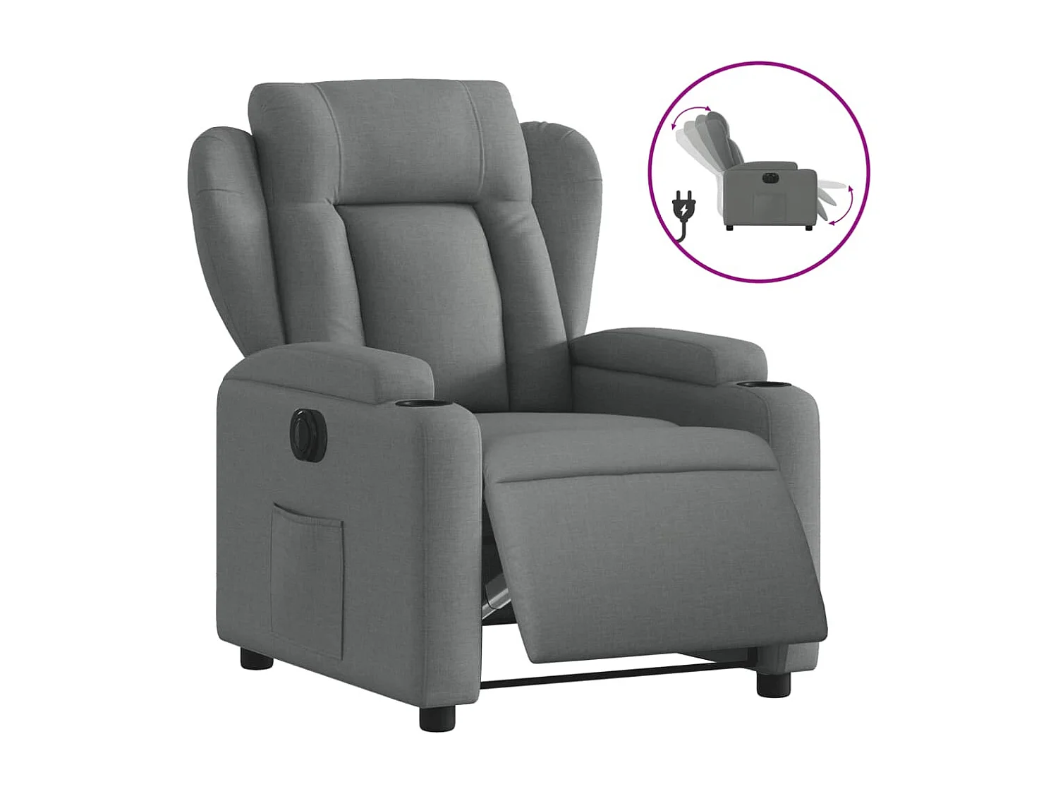 Fauteuil inclinable électrique Gris foncé Tissu REO25615