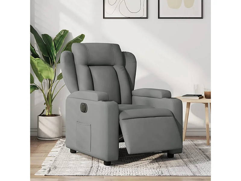 Sillón reclinable eléctrico de tela gris oscuro YOE19202