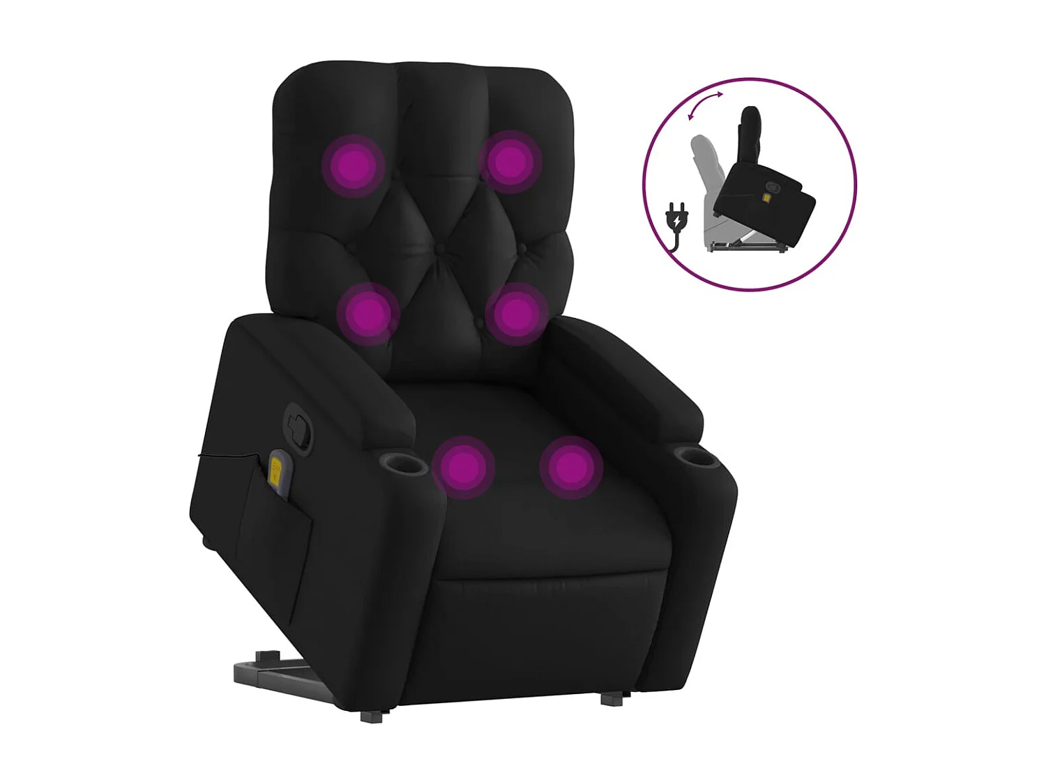 Fauteuil inclinable de massage Noir Similicuir REO75157