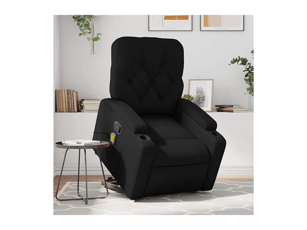 Fauteuil inclinable de massage Noir Similicuir REO75157
