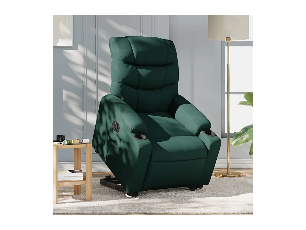 Fauteuil inclinable électrique vert foncé tissu REO20927