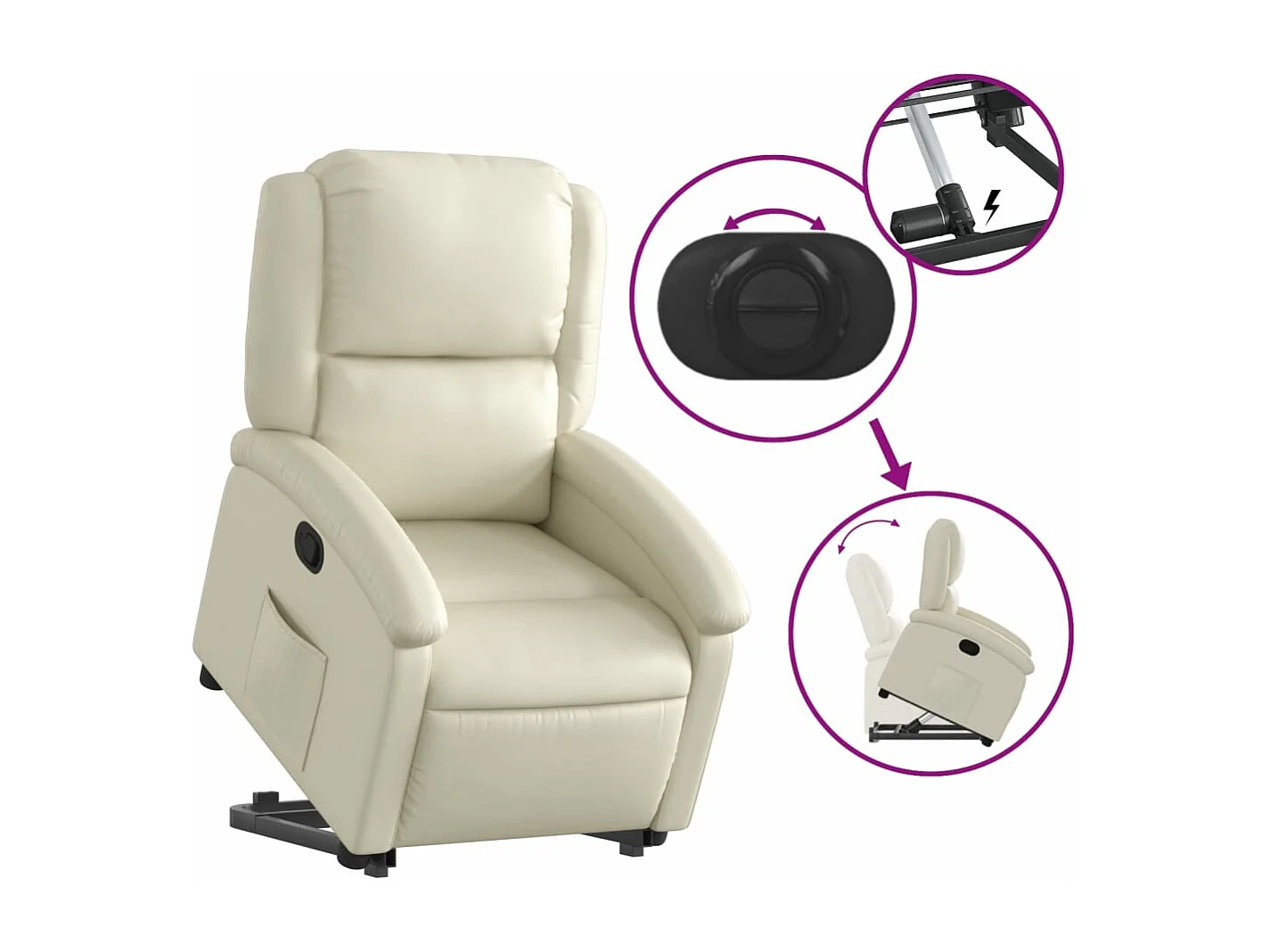 Fauteuil inclinable Crème Similicuir REO74033