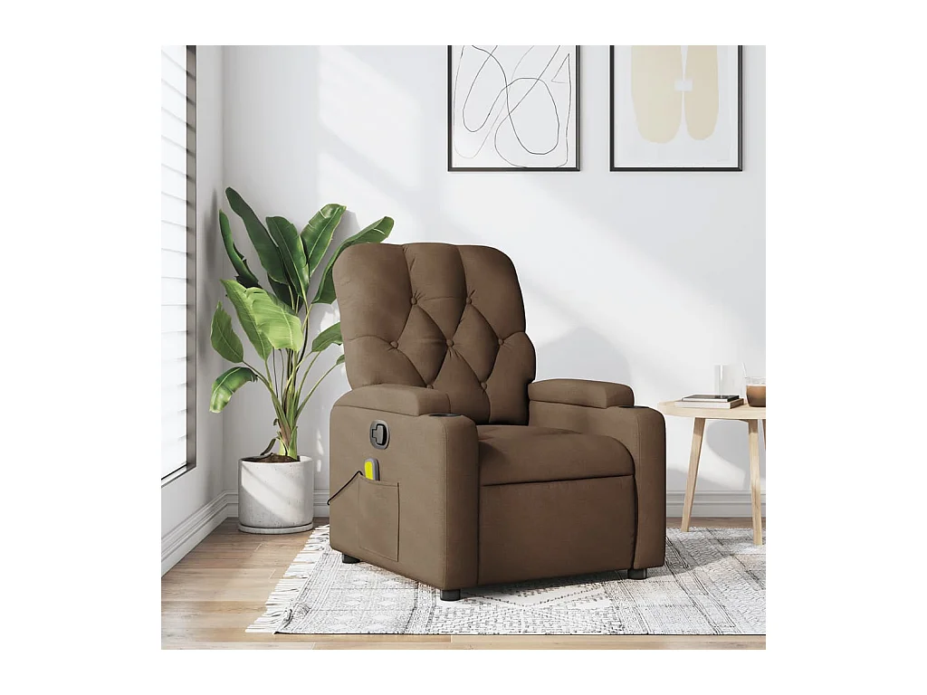 Fauteuil de massage inclinable Marron Tissu REO42814