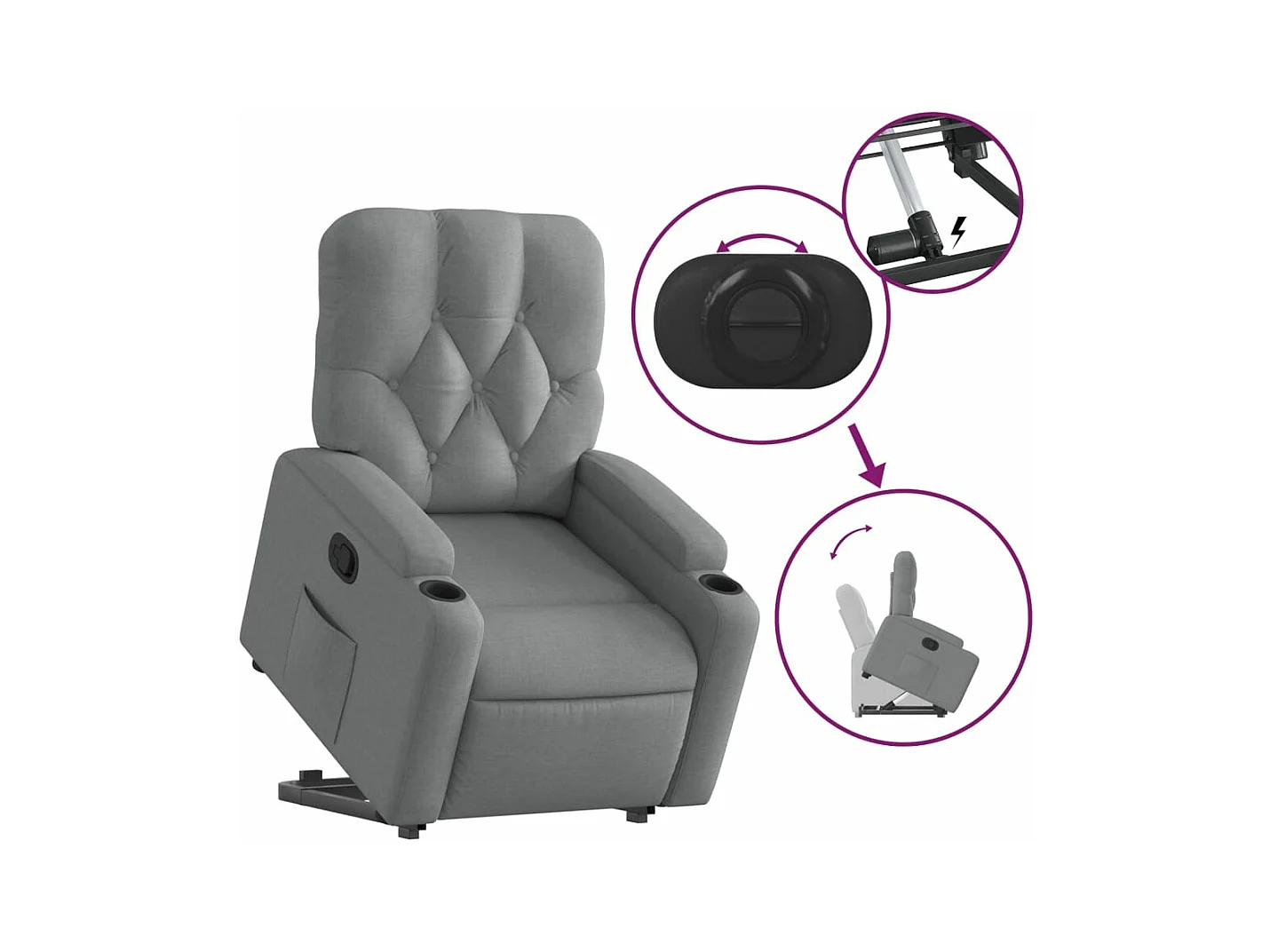Fauteuil inclinable Gris clair Tissu REO69718