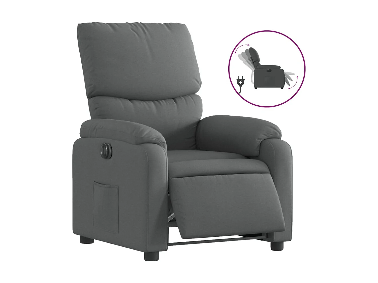 Fauteuil inclinable électrique Gris foncé Tissu REO30862