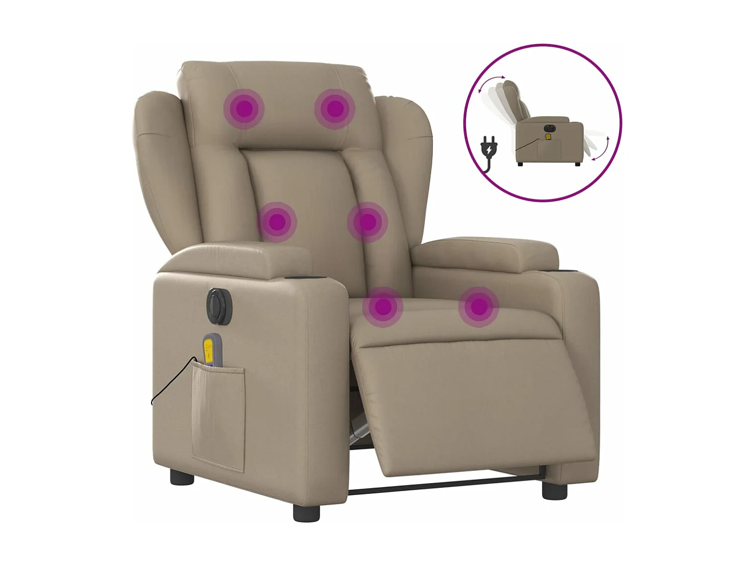 Fauteuil de massage inclinable électrique cappuccino similicuir REO82934