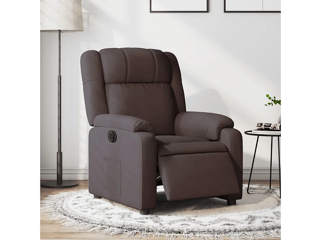Sillón reclinable eléctrico tela marrón oscuro YOE46738