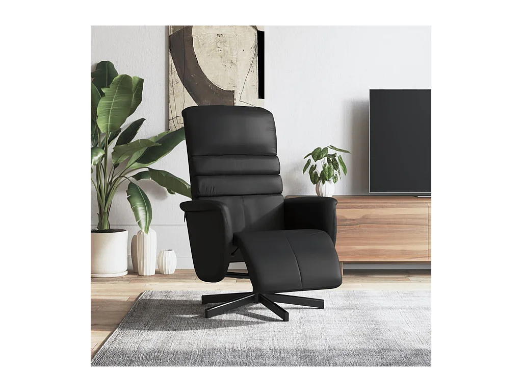 Fauteuil inclinable avec repose-pieds noir similicuir REO19527