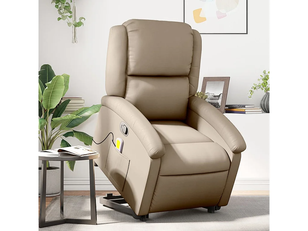 Fauteuil inclinable de massage Cappuccino Similicuir REO20692