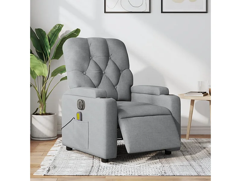 Sillón reclinable de masaje eléctrico tela gris claro YOE46900