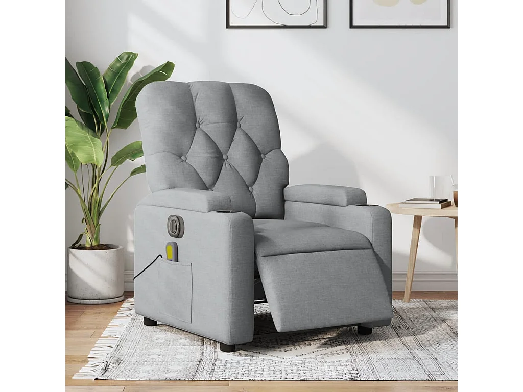 Sillón reclinable de masaje eléctrico tela gris claro YOE46900