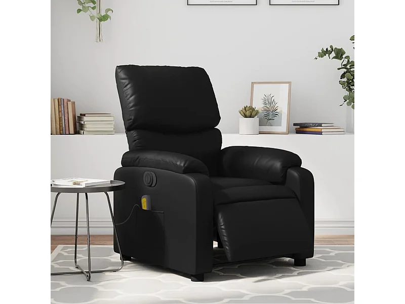 Fauteuil de massage inclinable électrique noir similicuir REO32040
