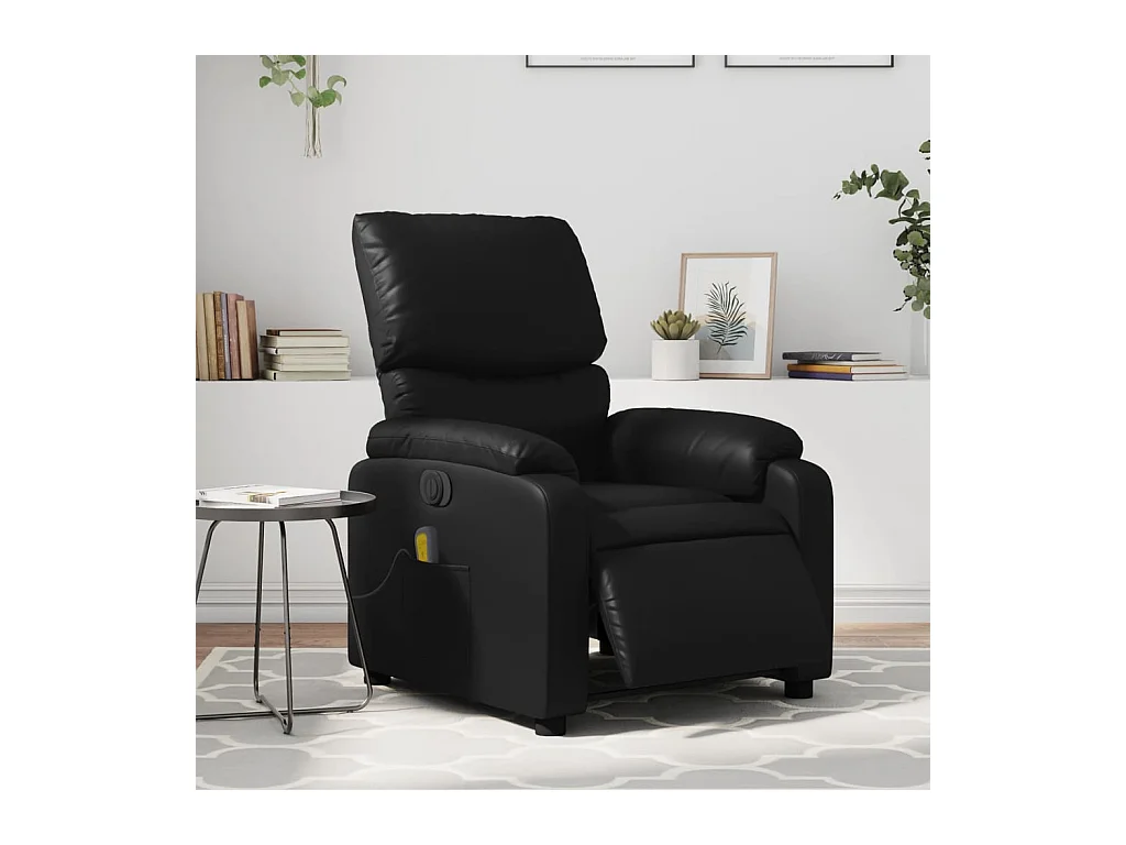Fauteuil de massage inclinable électrique noir similicuir REO32040