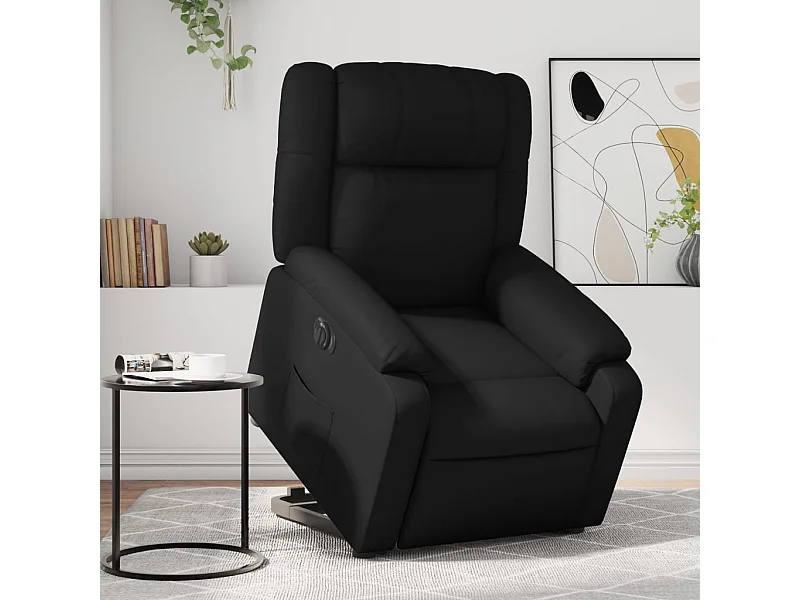 Fauteuil inclinable électrique noir similicuir REO64793