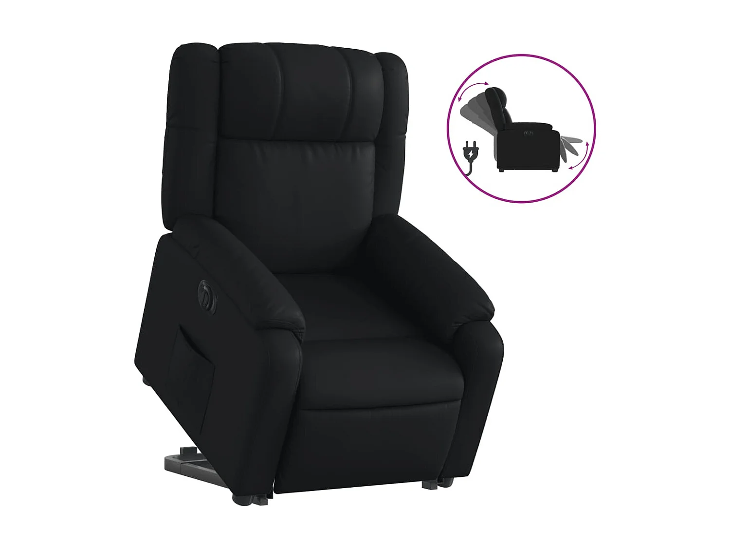 Fauteuil inclinable électrique noir similicuir REO64793