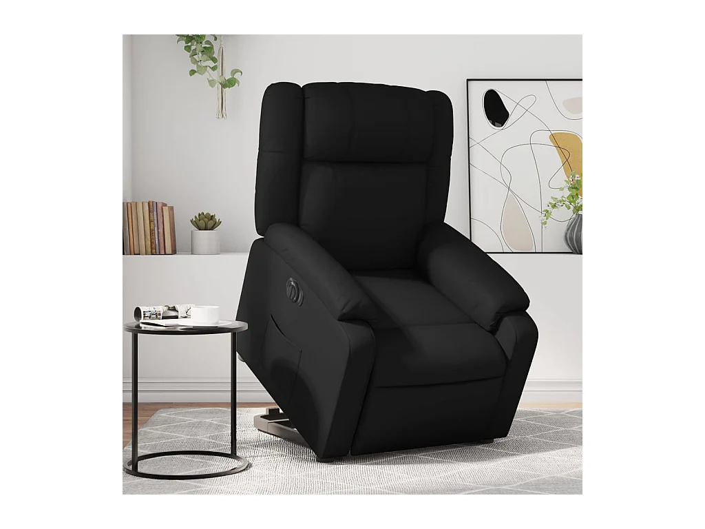 Fauteuil inclinable électrique noir similicuir REO64793