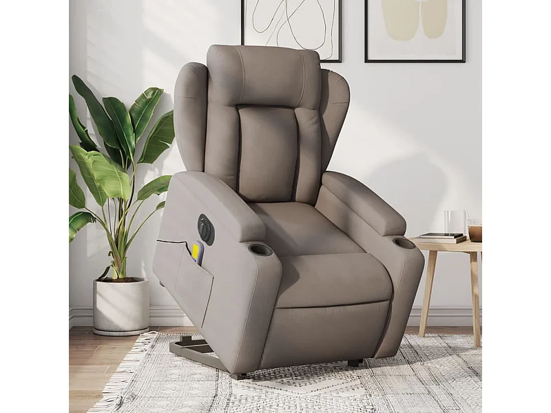 Fauteuil inclinable de massage électrique Taupe Tissu REO27280