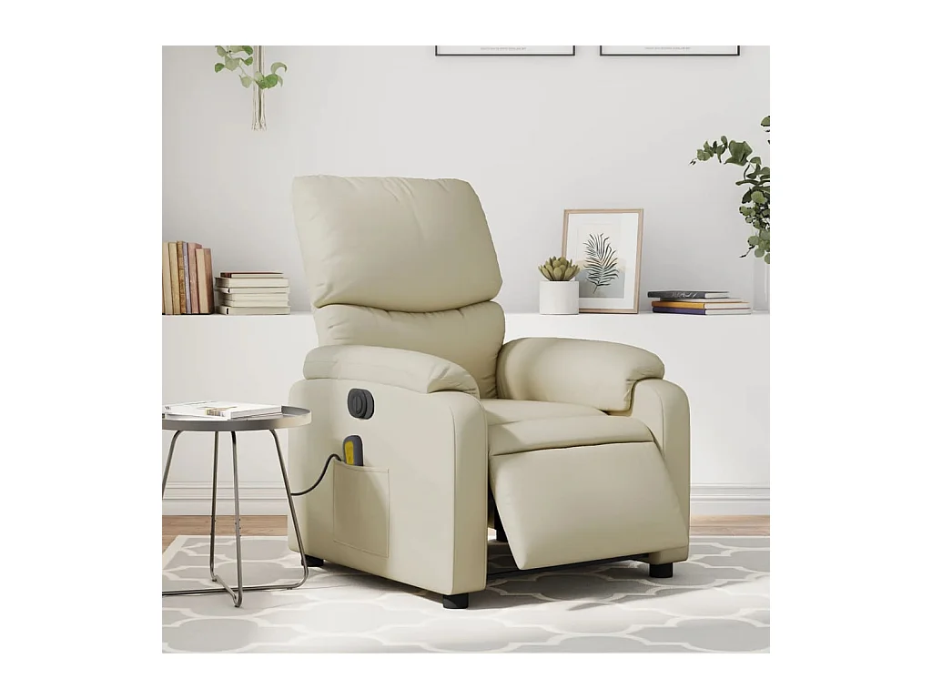 Fauteuil de massage inclinable électrique crème similicuir REO23923