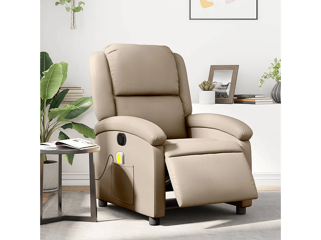 Fauteuil de massage inclinable électrique cappuccino similicuir REO20870