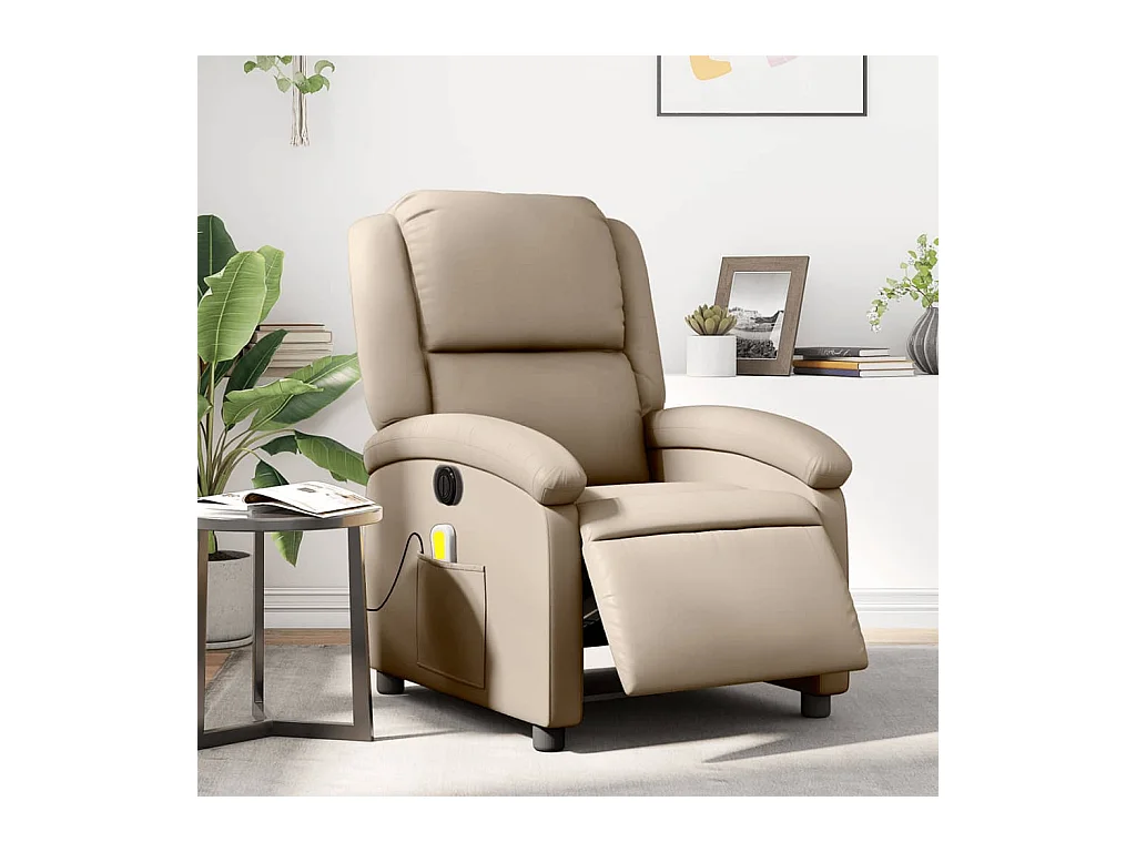 Fauteuil de massage inclinable électrique cappuccino similicuir REO20870