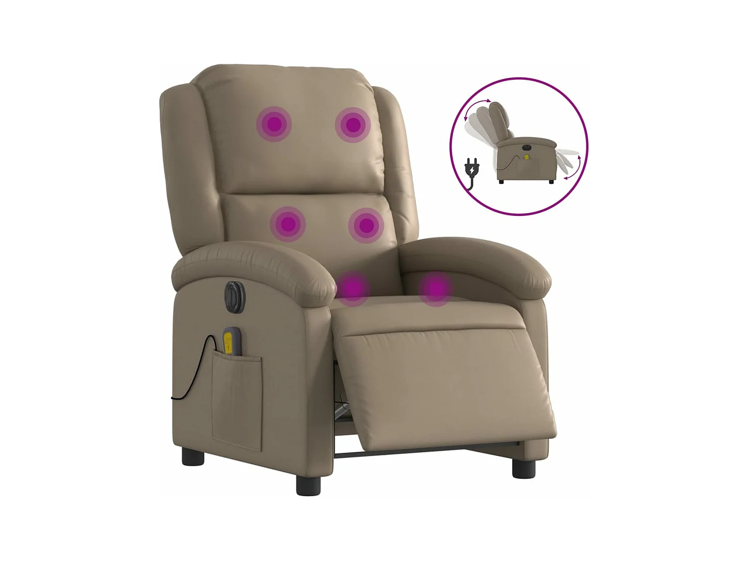 Fauteuil de massage inclinable électrique cappuccino similicuir REO20870