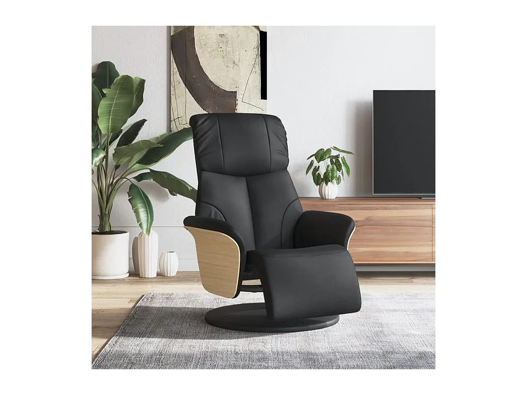 Fauteuil inclinable avec repose-pieds noir similicuir REO88755