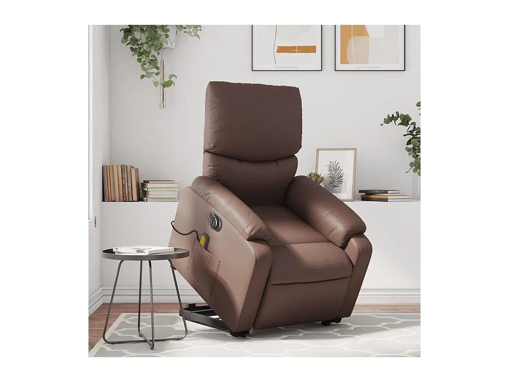 Fauteuil inclinable de massage électrique marron similicuir REO89163