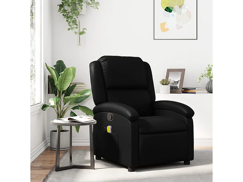 Sillón de masaje reclinable cuero sintético negro YOE34873