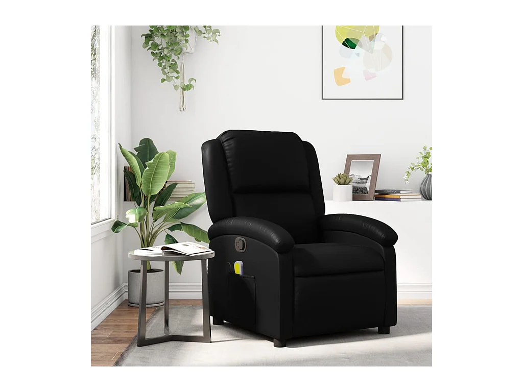 Fauteuil de massage inclinable Noir Similicuir REO57721