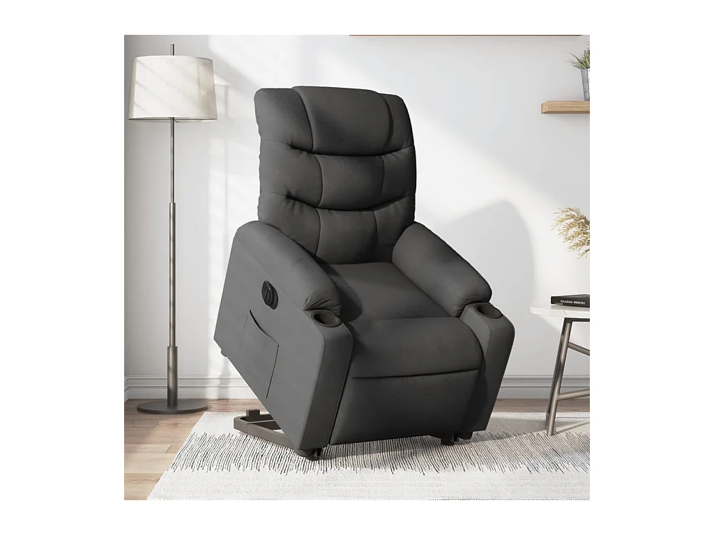 Fauteuil inclinable électrique gris foncé tissu REO81323
