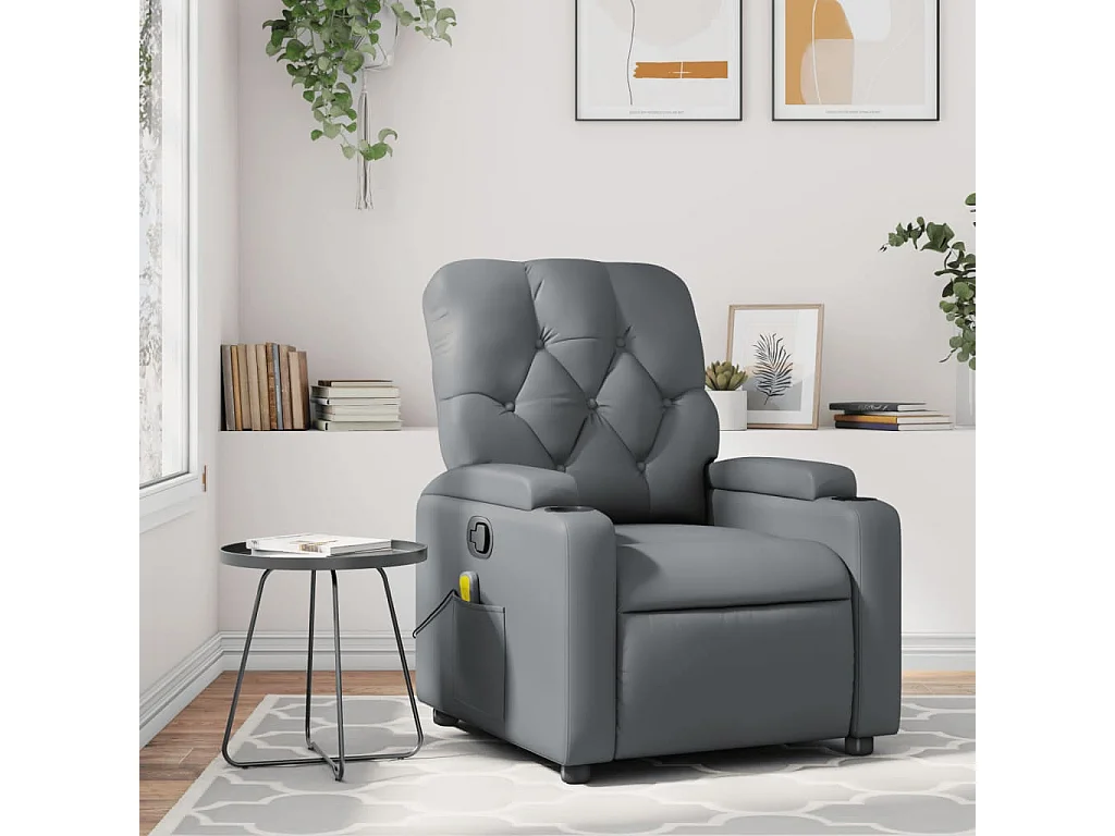 Fauteuil de massage inclinable Gris Similicuir REO77382