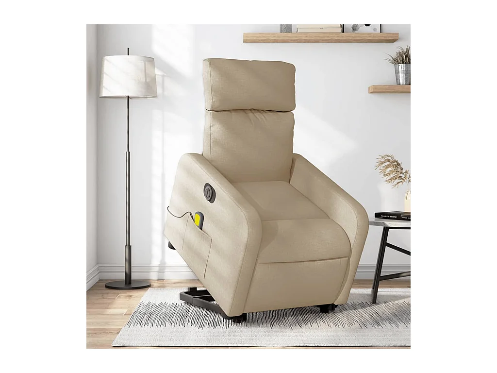 Fauteuil inclinable de massage électrique Crème Tissu REO54491