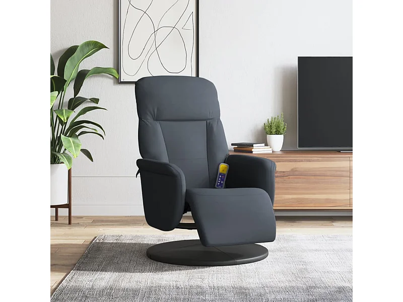Sillón reclinable masaje con reposapiés terciopelo gris oscuro YOE19165