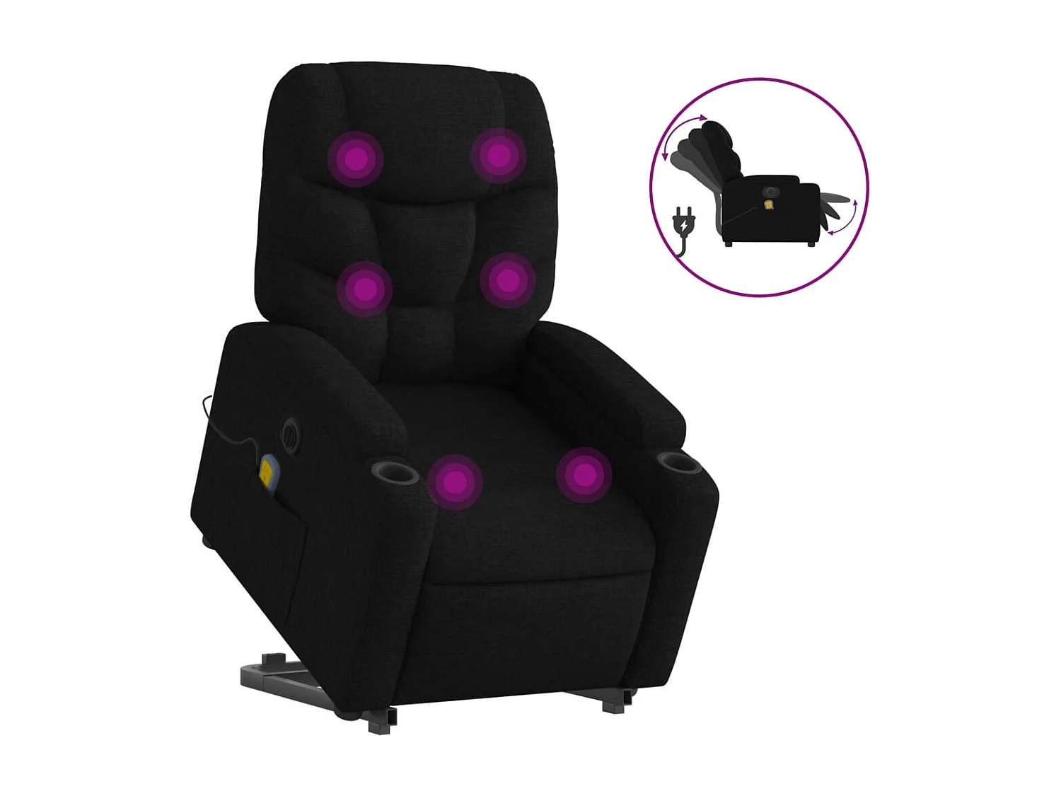 Fauteuil inclinable de massage électrique Noir Tissu REO40230