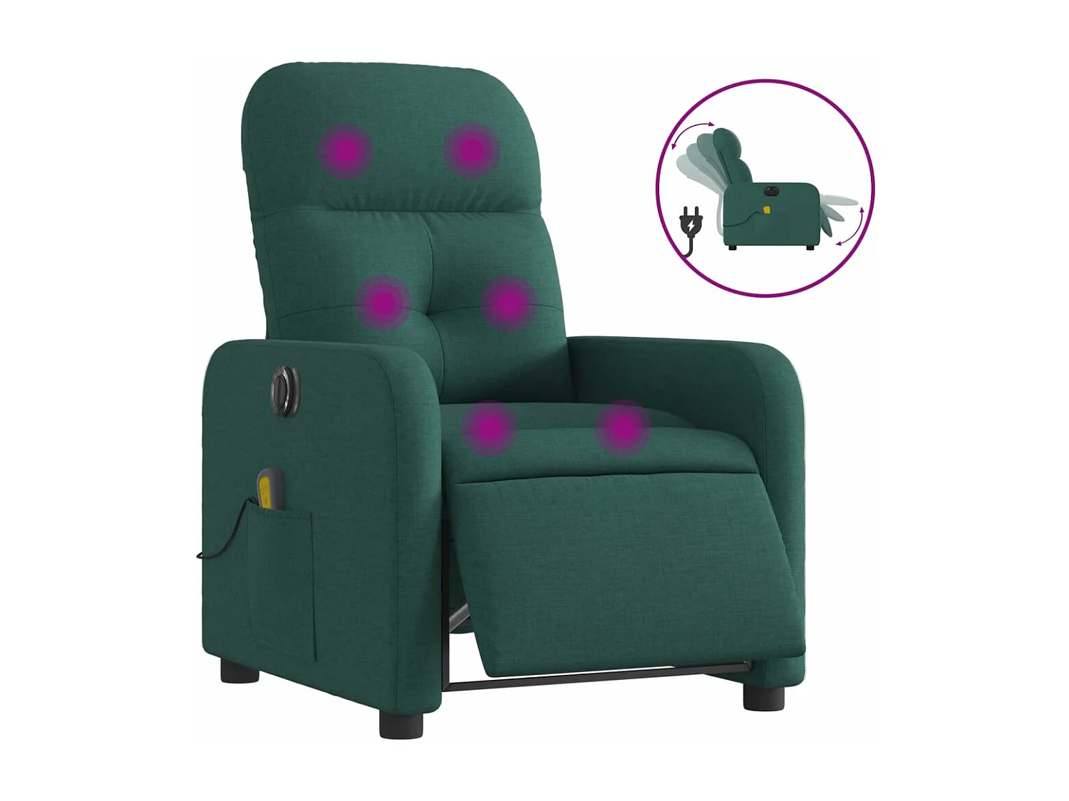 Fauteuil de massage inclinable électrique Vert foncé Tissu REO24400