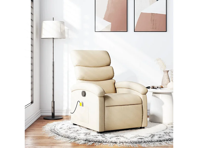 Sillón de masaje reclinable de tela crema YOE90372