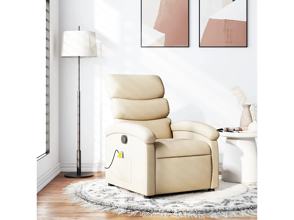 Fauteuil de massage inclinable Crème Tissu REO15133