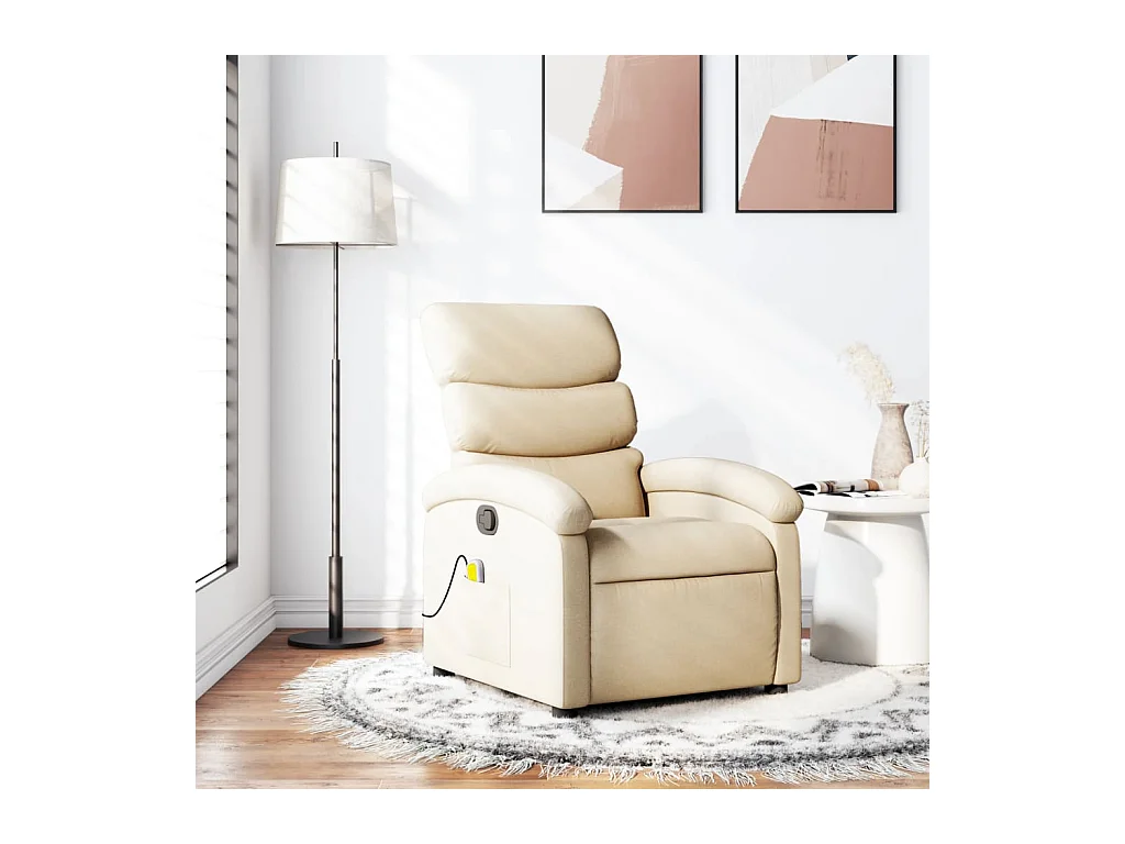 Sillón de masaje reclinable de tela crema YOE90372