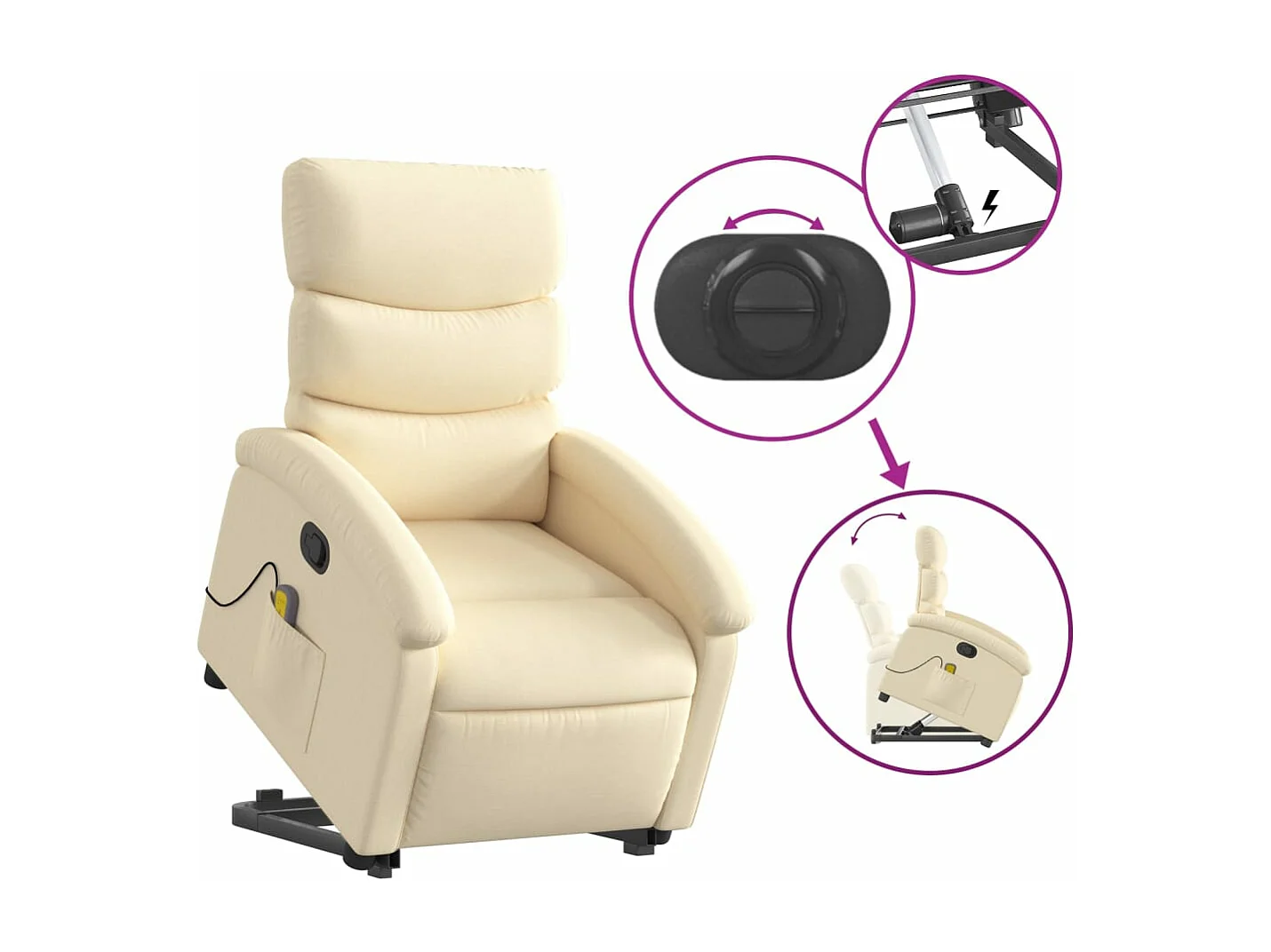 Fauteuil inclinable de massage Crème Tissu REO57391