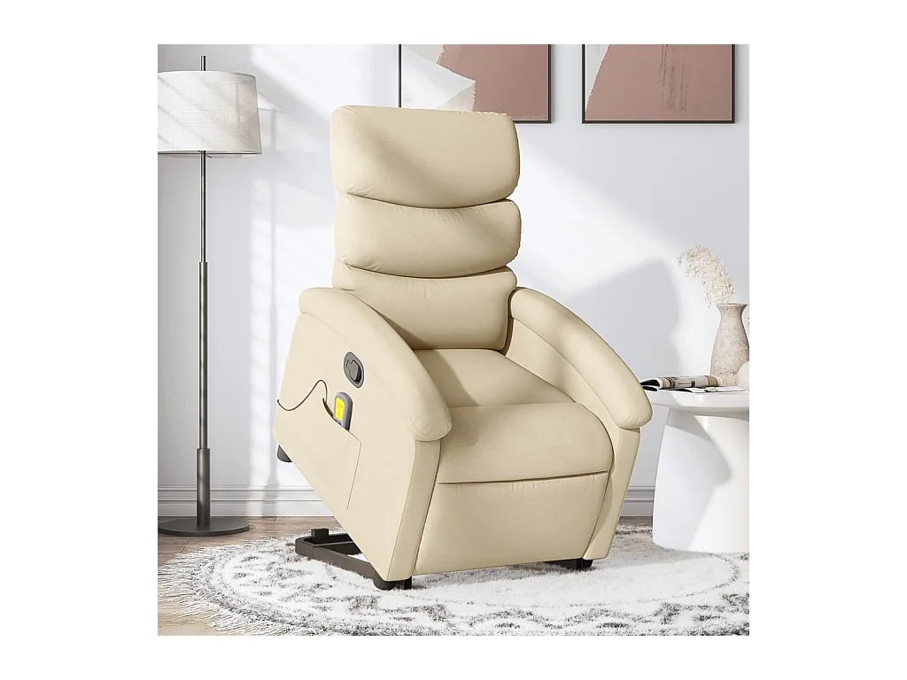 Silla de masaje reclinable de pie de tela color crema YOE63327