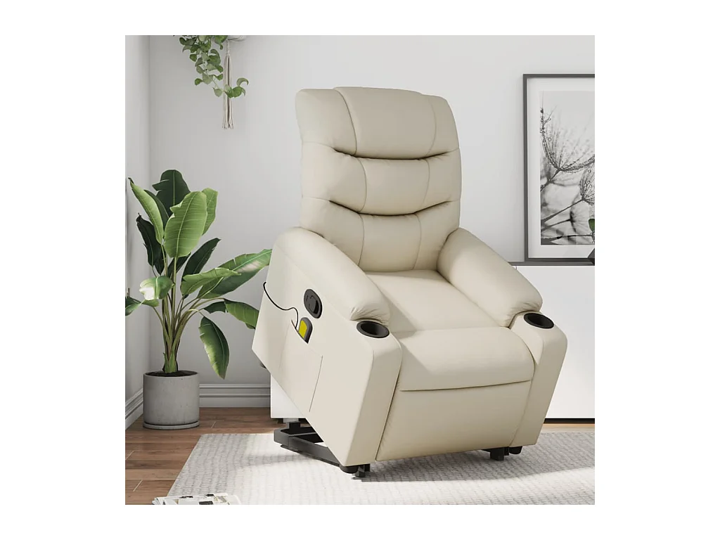 Fauteuil inclinable de massage Crème Similicuir REO63998