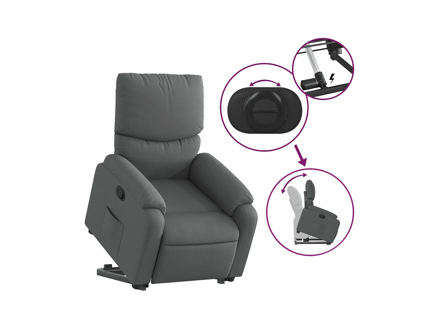 Fauteuil inclinable Gris foncé Tissu REO92809